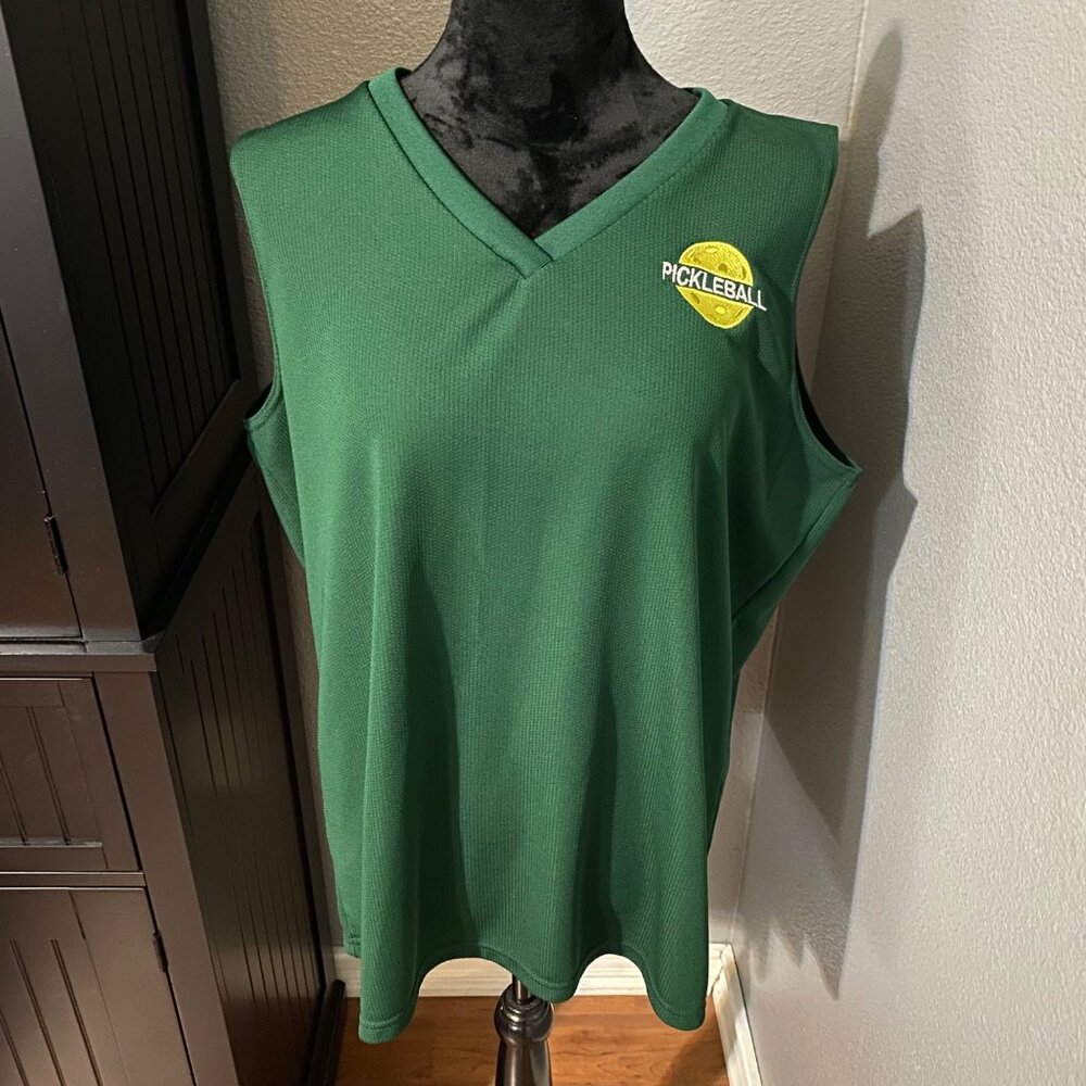Augusta Sportswear‎ Pickleball Tank Top 2XL Green Sleeveless V Neck Activewear